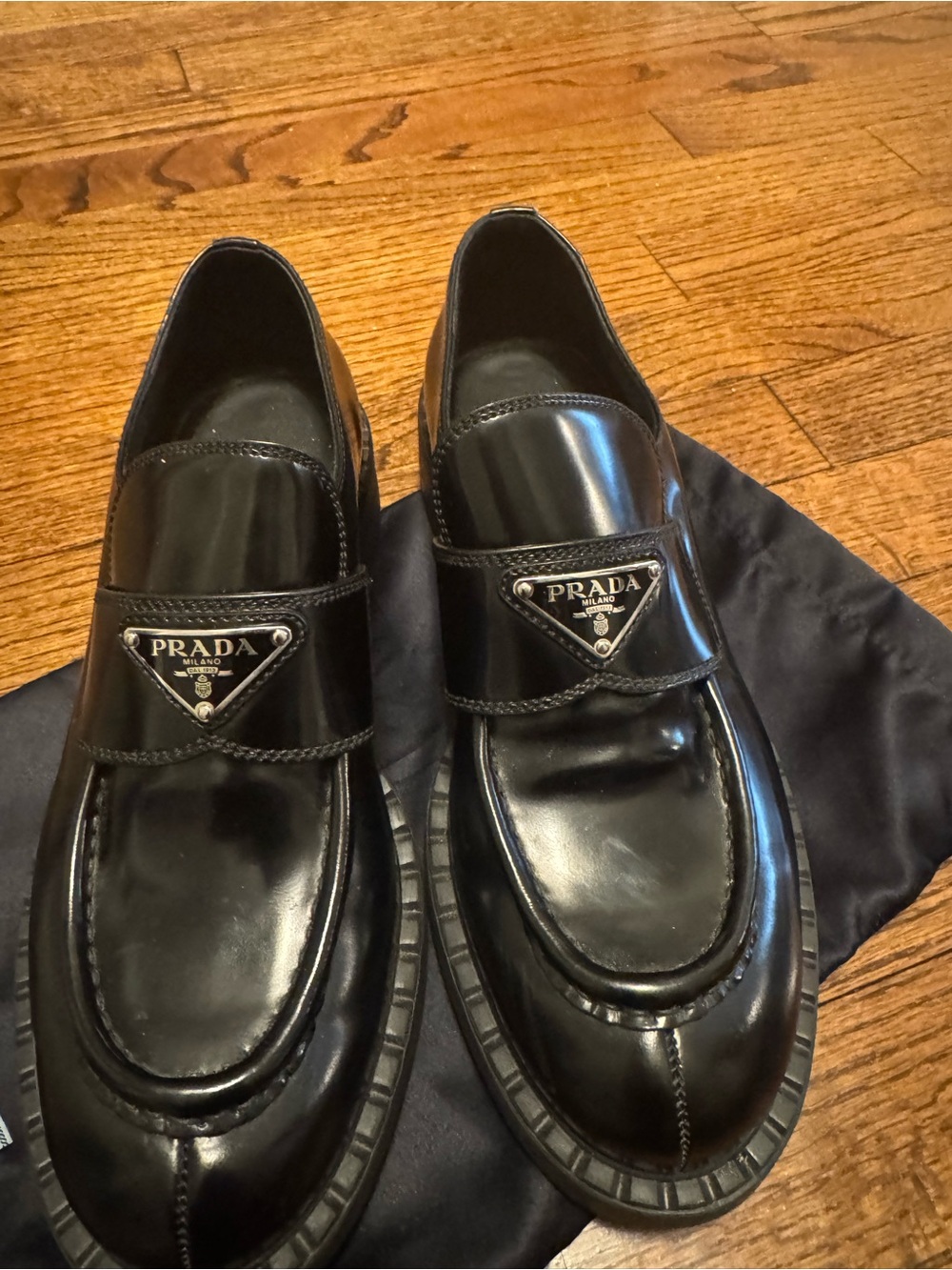Prada Black Patent Leather Loafers